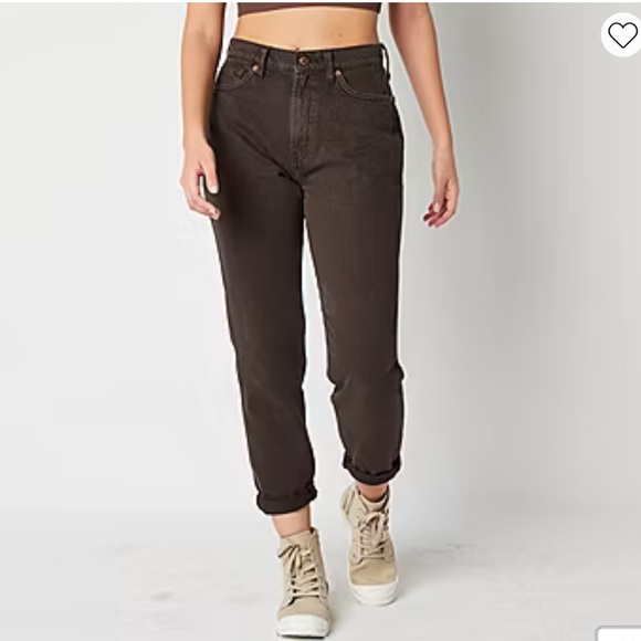 ➕ 🍂🍁 Fall Arizona Juniors Womens Highest Rise Mom Washed Brown Jeans Sz 17/18 - Picture 2 of 3